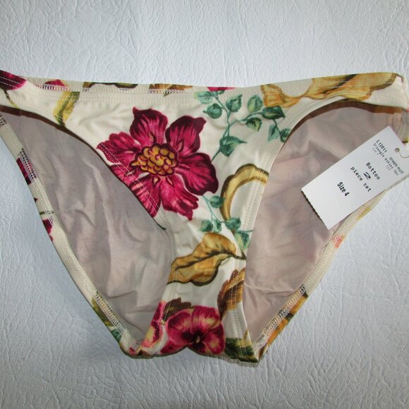 AQUA Cream Floral String Bikini - NEW - Picture 6 of 9